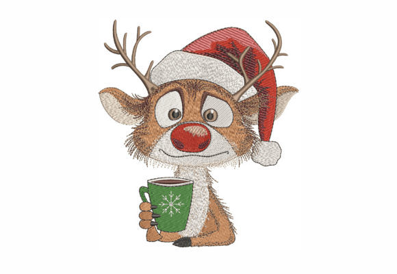 Funny Deer: A Festive Embroidery Design for Holiday Sales